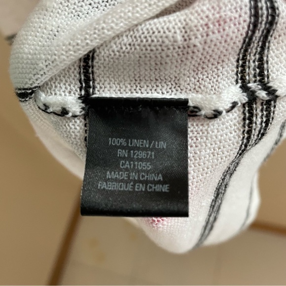 360 SWEATER Italian Yarn Striped Racer Back  100% Linen MIDI Dress - Picture 7 of 8